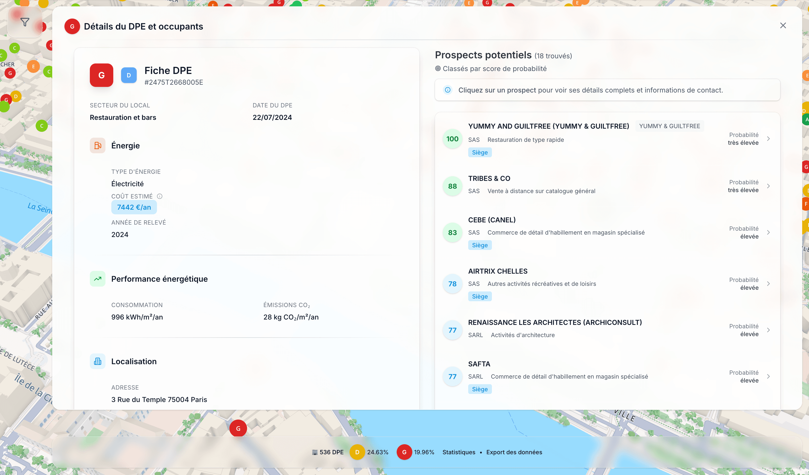 Interface de prospection énergétique DeepCity